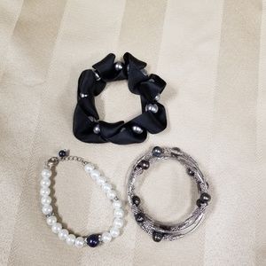 Trio of Faux Pearl Bracelets.